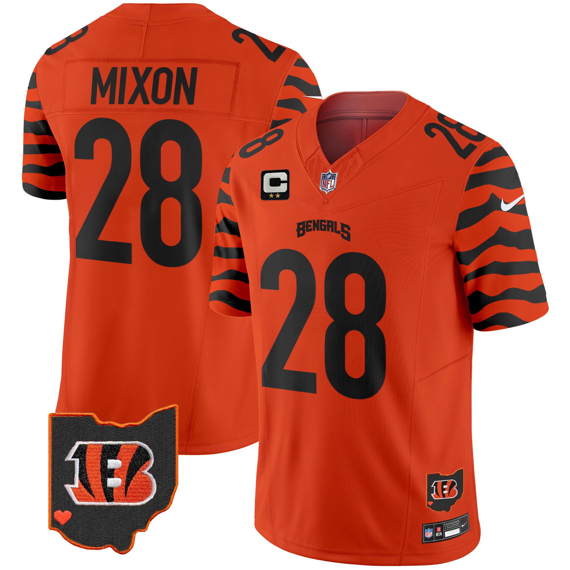 Men Cincinnati Bengals #28 Mixon Orange 2024 Nike Stripes Vapor Limited NFL Jersey->indianapolis colts->NFL Jersey